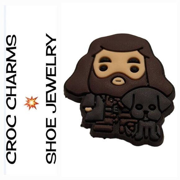 Harry Potter 🪄 Hagrid Fang Beard Rubber Shoe Charms Jewelry Bearded Man Person - Picture 1 of 3